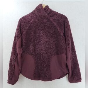 Nike Burgundy Fleece Sherpa Pullover Hoodie Women's Size Small Athletic Apparel